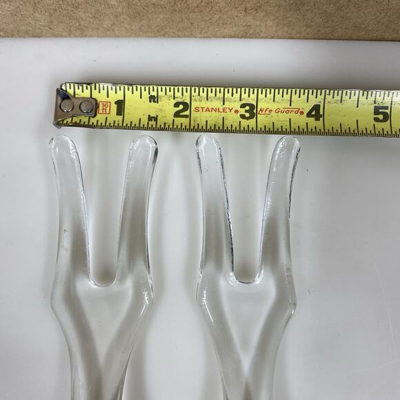 2 Vintage Anchor Hocking Wexford Salad Forks Glass Utensils Serving - Picture 8 of 8
